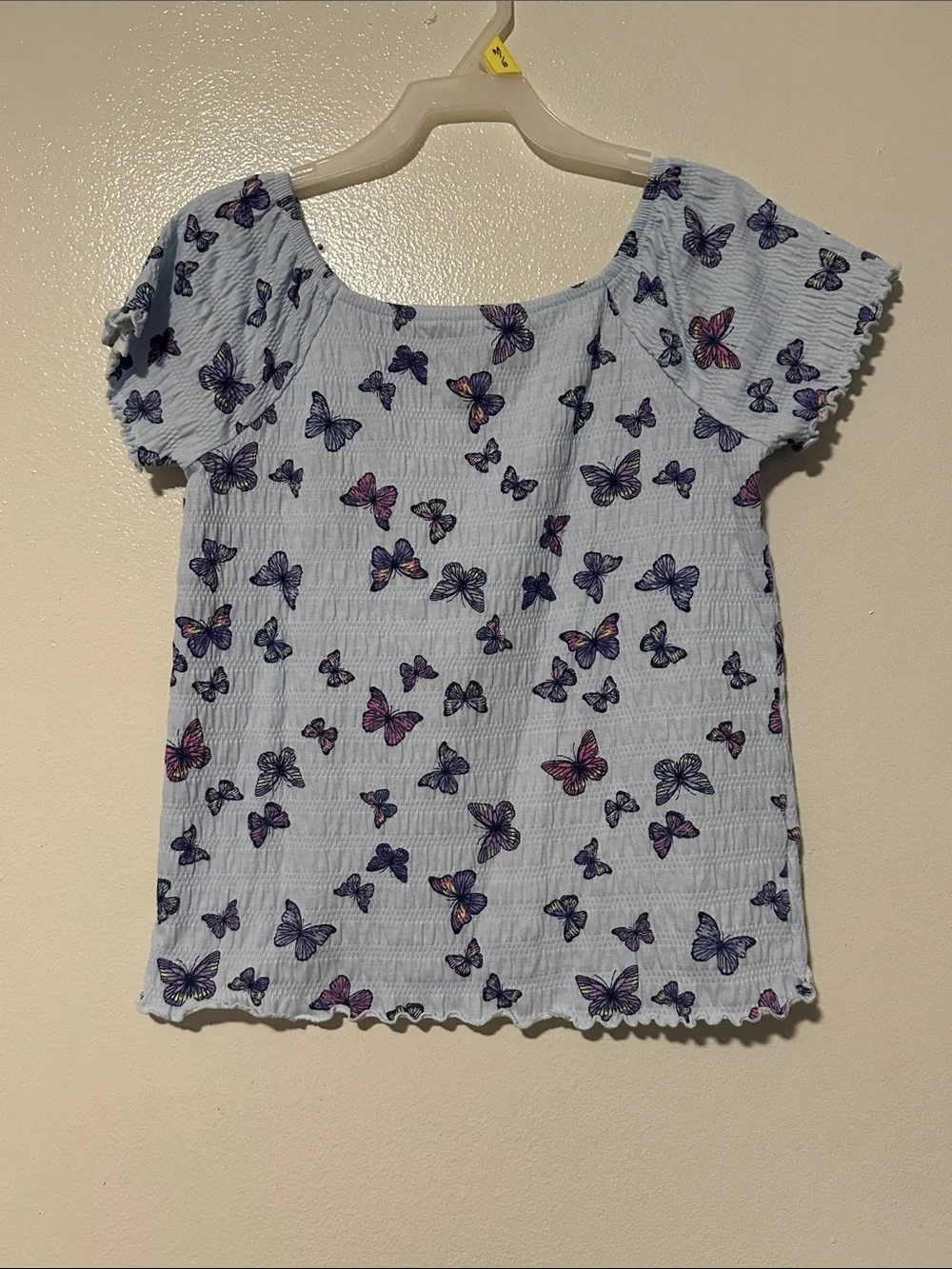 The Children's Place Light Blue Butterfly Smocked Short-Sleeve Top